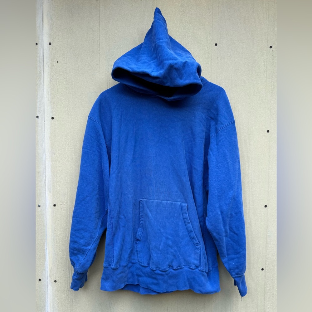 Vintage 90s Reverse weave Land’s End Champion Warmup blue Hoodie Men XL USA Made
